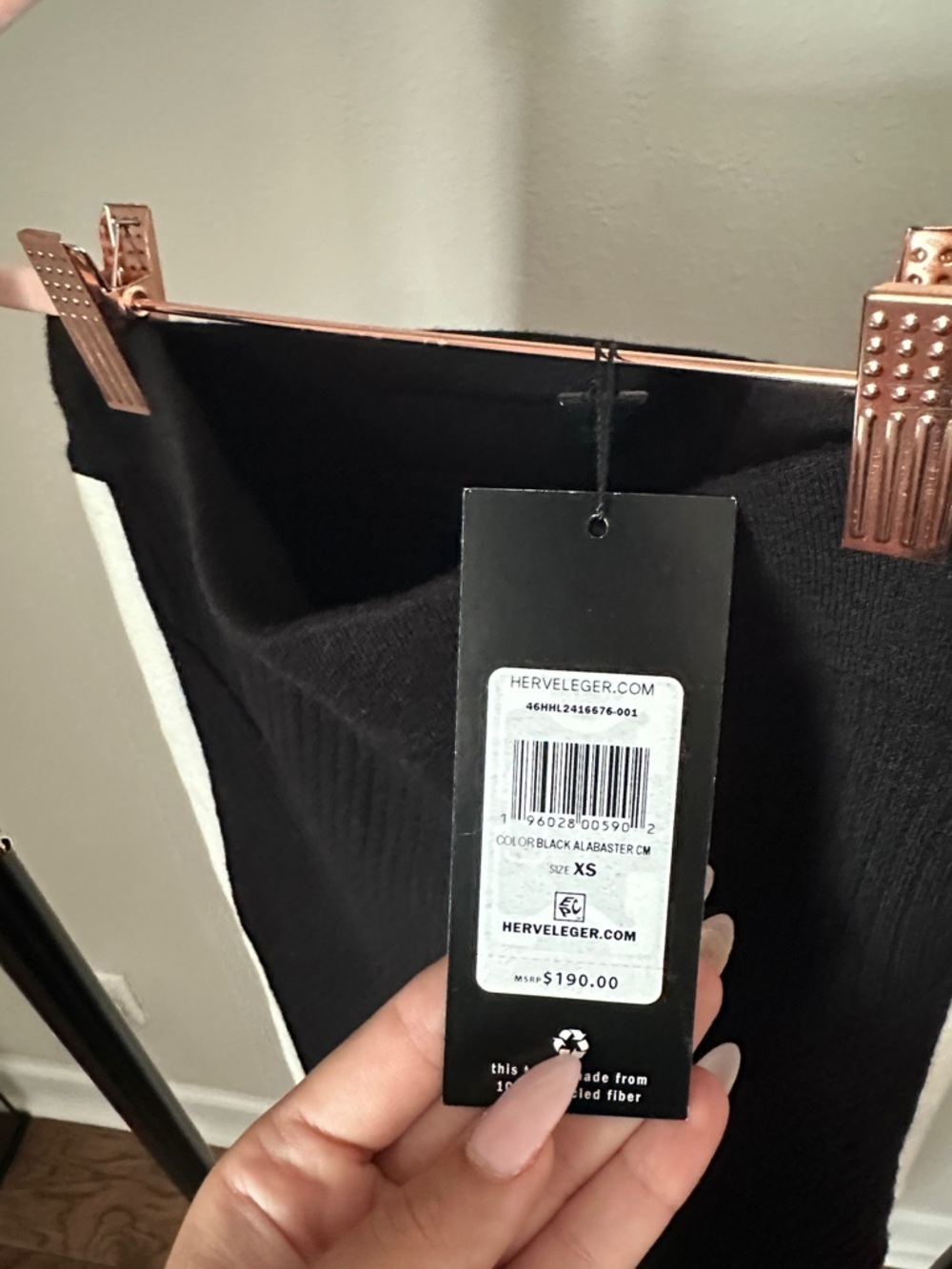 Herve Leger Black and White Ribbed Pencil Skirt - Picture 3 of 3